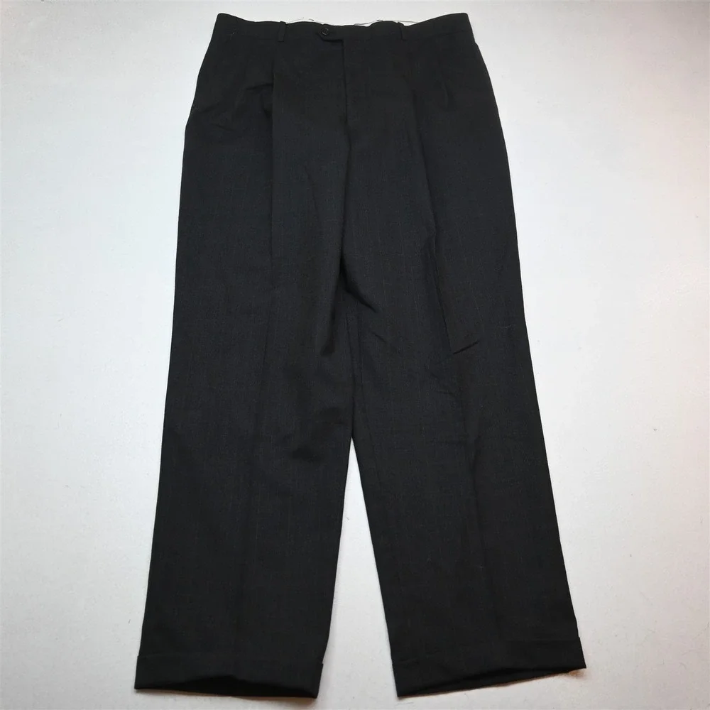 Gerald Austin 43R 36x32 Gray‎ Glenn Check 100% Wool Mens Jacket Pants Suit
